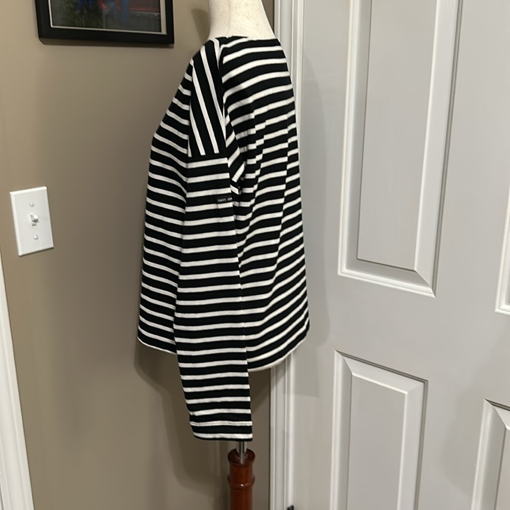 Saint James® X J.Crew Structured T-shirt in Tilly Stripe Black Natural - Picture 5 of 9